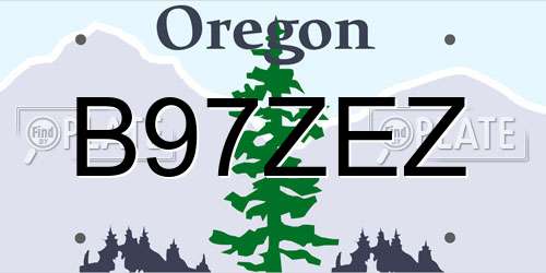 B97ZEZ Oregon License Plate