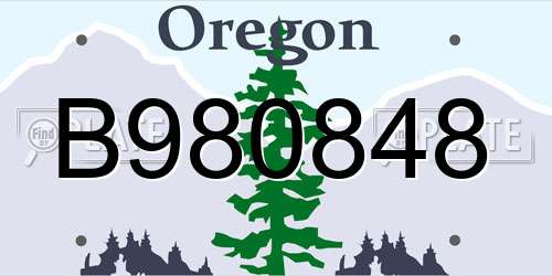 B980848 Oregon License Plate