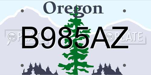 B985AZ Oregon License Plate