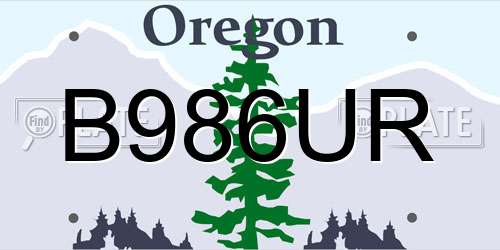 B986UR Oregon License Plate