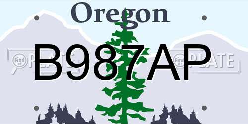 B987AP Oregon License Plate