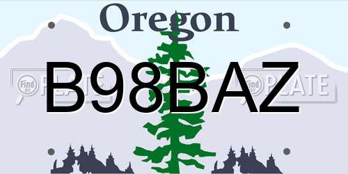 B98BAZ Oregon License Plate
