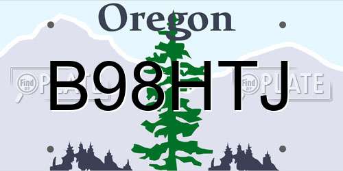 B98HTJ Oregon License Plate