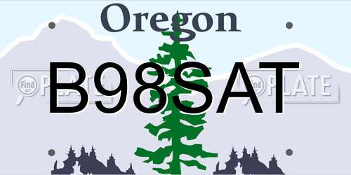 B98SAT Oregon License Plate