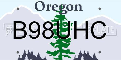 B98UHC Oregon License Plate