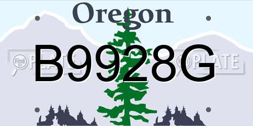 B9928G Oregon License Plate