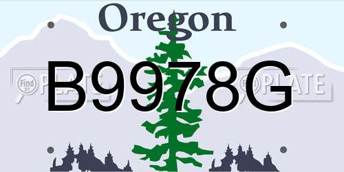 B9978G Oregon License Plate