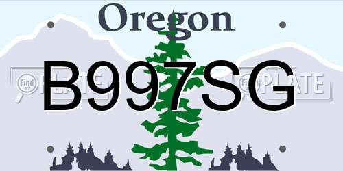 B997SG Oregon License Plate