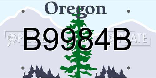 B9984B Oregon License Plate