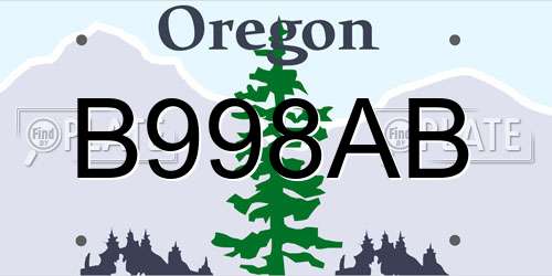 B998AB Oregon License Plate