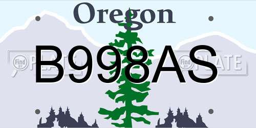 B998AS Oregon License Plate