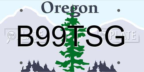 B99TSG Oregon License Plate