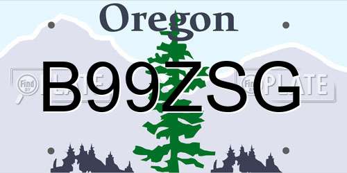 B99ZSG Oregon License Plate