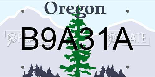 B9A31A Oregon License Plate