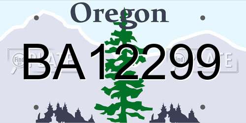 BA12299 Oregon License Plate