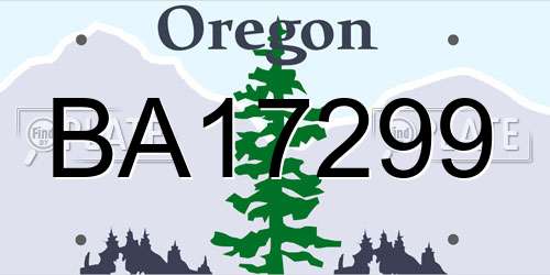 BA17299 Oregon License Plate