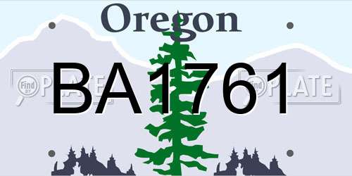 BA1761 Oregon License Plate