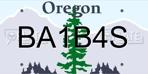 BA1B4S Oregon License Plate