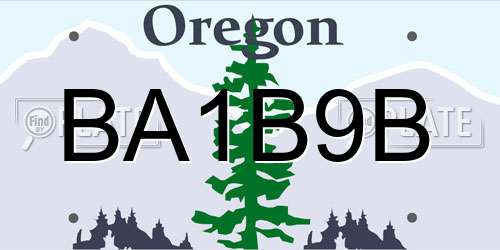 BA1B9B Oregon License Plate