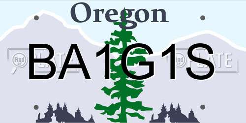 BA1G1S Oregon License Plate