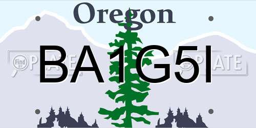 BA1G5I Oregon License Plate