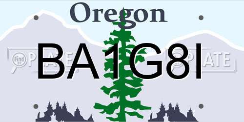 BA1G8I Oregon License Plate