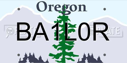 BA1L0R Oregon License Plate