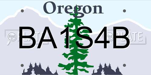 BA1S4B Oregon License Plate