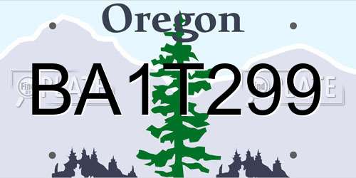 BA1T299 Oregon License Plate