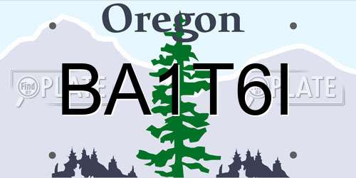 BA1T6I Oregon License Plate