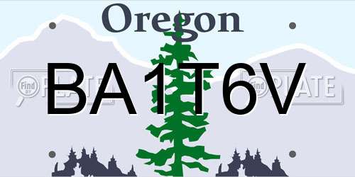 BA1T6V Oregon License Plate