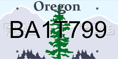 BA1T799 Oregon License Plate
