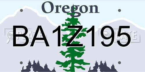BA1Z195 Oregon License Plate