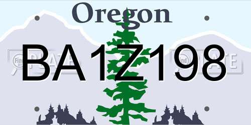 BA1Z198 Oregon License Plate