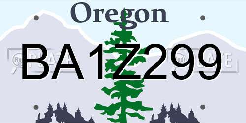 BA1Z299 Oregon License Plate