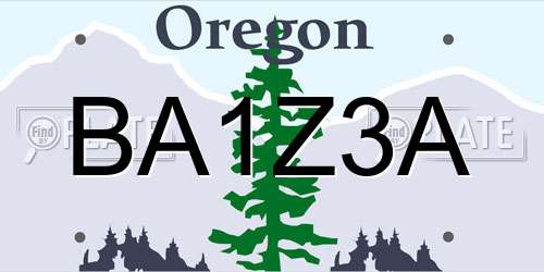 BA1Z3A Oregon License Plate