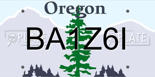 BA1Z6I Oregon License Plate