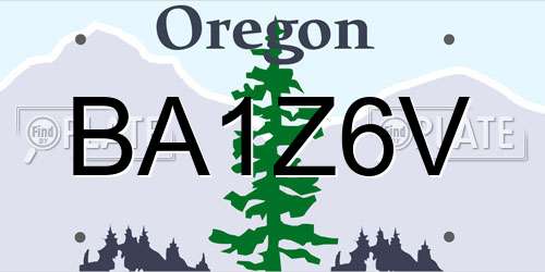 BA1Z6V Oregon License Plate