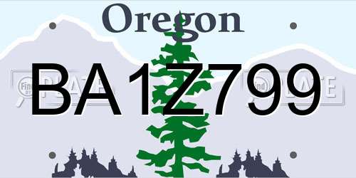 BA1Z799 Oregon License Plate