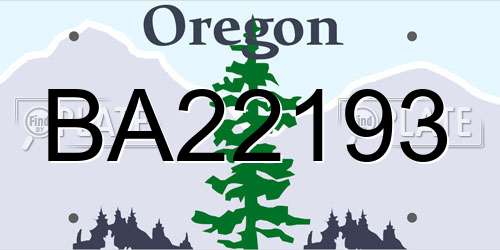 BA22193 Oregon License Plate