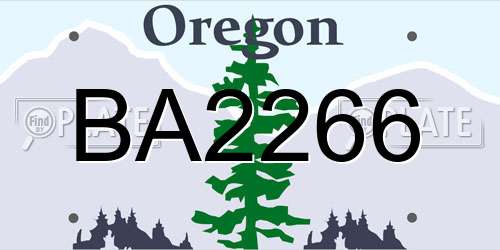 BA2266 Oregon License Plate