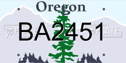 BA2451 Oregon License Plate