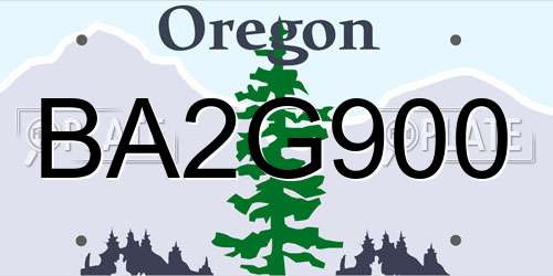 BA2G900 Oregon License Plate