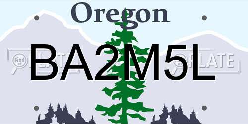 BA2M5L Oregon License Plate