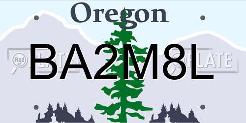 BA2M8L Oregon License Plate