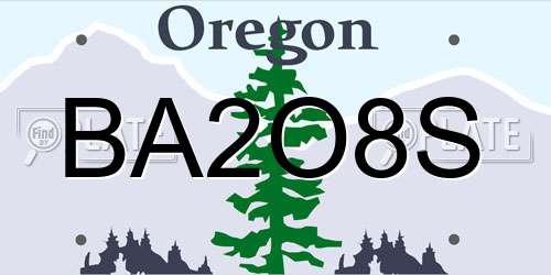 BA2O8S Oregon License Plate