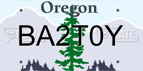 BA2T0Y Oregon License Plate