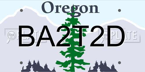 BA2T2D Oregon License Plate