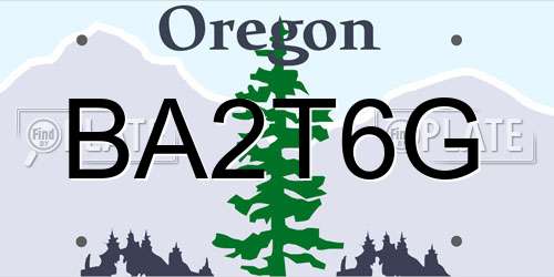 BA2T6G Oregon License Plate