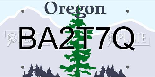 BA2T7Q Oregon License Plate